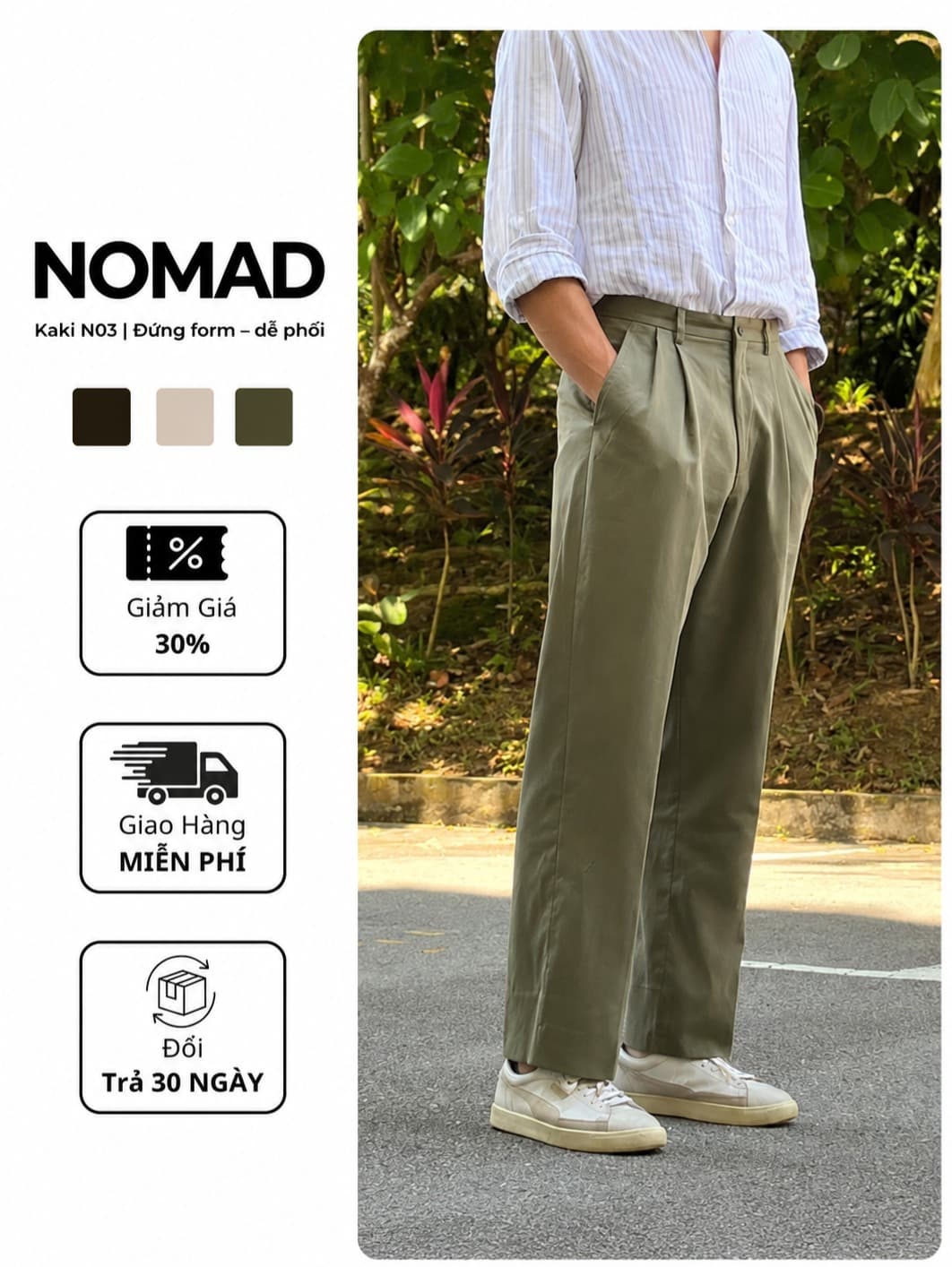 Quần Kaki NOMAD N03 Form Ống Đứng